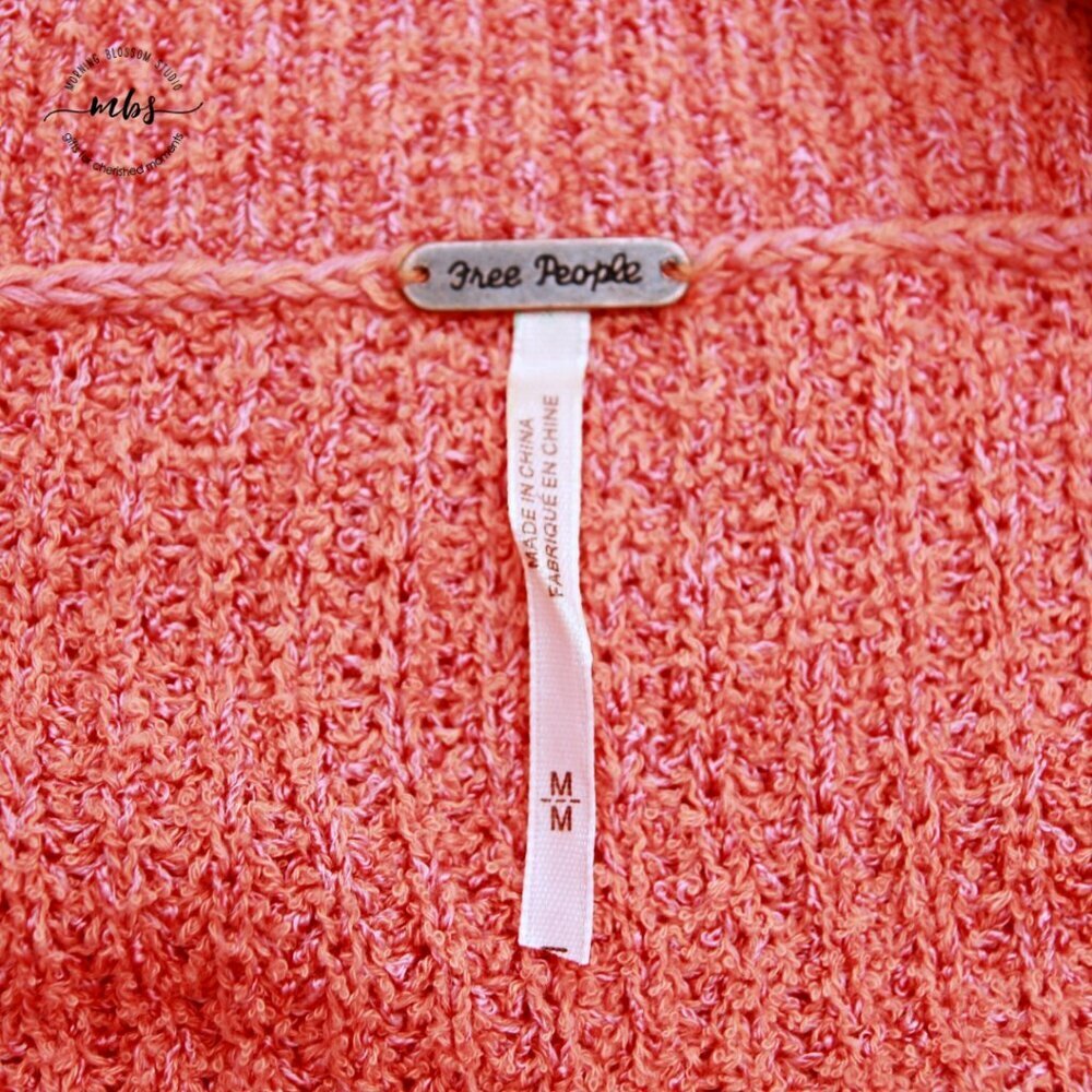 Free People Emmy Mock Neck Oversize Long Sleeve Knit Sweater Orange Women M‎ - Picture 10 of 12